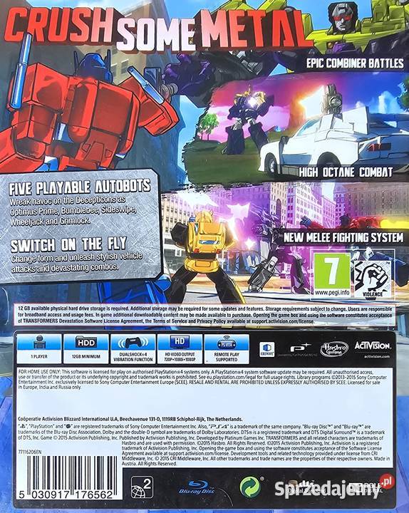 TRANSFORMERS DEVASTATION PLAYSTATION 4 Gry na konsole małopolskie Kraków