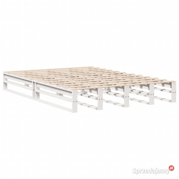Rama łóżka bez materaca biała drewno sosnowe 202cm