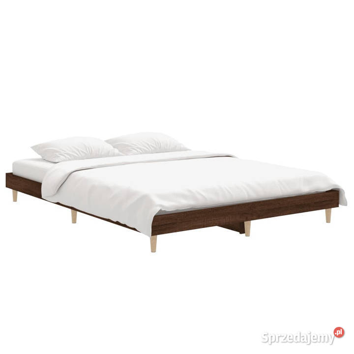 Rama łóżka brązowy dąb materiał drewnopochodny Łóżka sprzedam