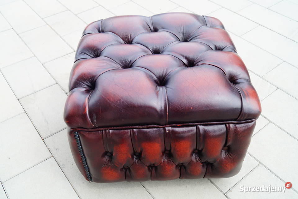 Pufka pufa skórzana Chesterfield otwierana skóra Gizałki