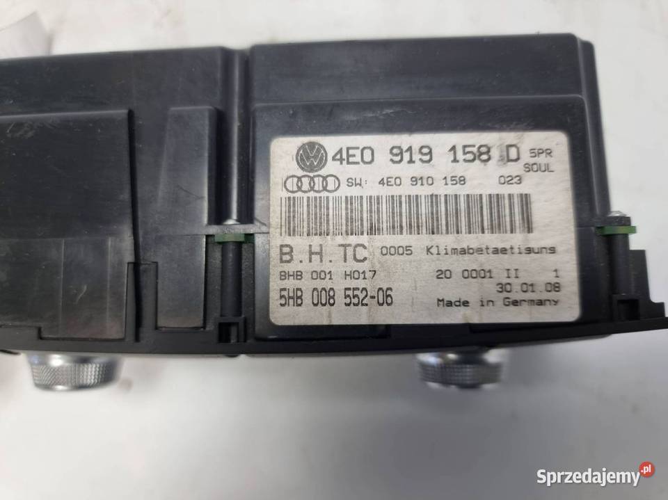 PANEL KLIMATYZACJI AUDI S8 D3 4E0919158D osobowe kujawsko-pomorskie