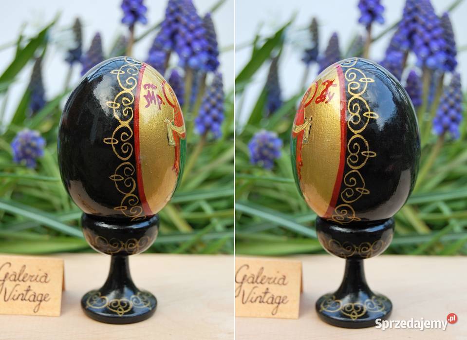 Drewniana pisanka na nóżce Rosja ikona Matka Lublin