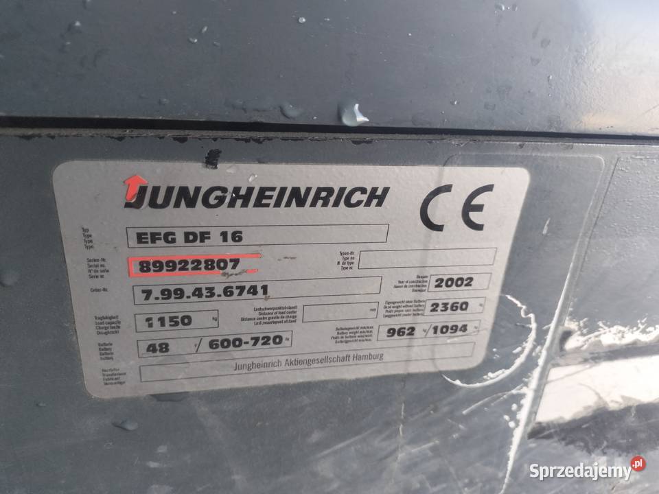 Wózek widłowy jungheinrich mazowieckie Jasieniec