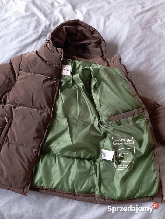 Kurtka puchowa Lacoste regular fit duże logo na Zimowa  Białystok