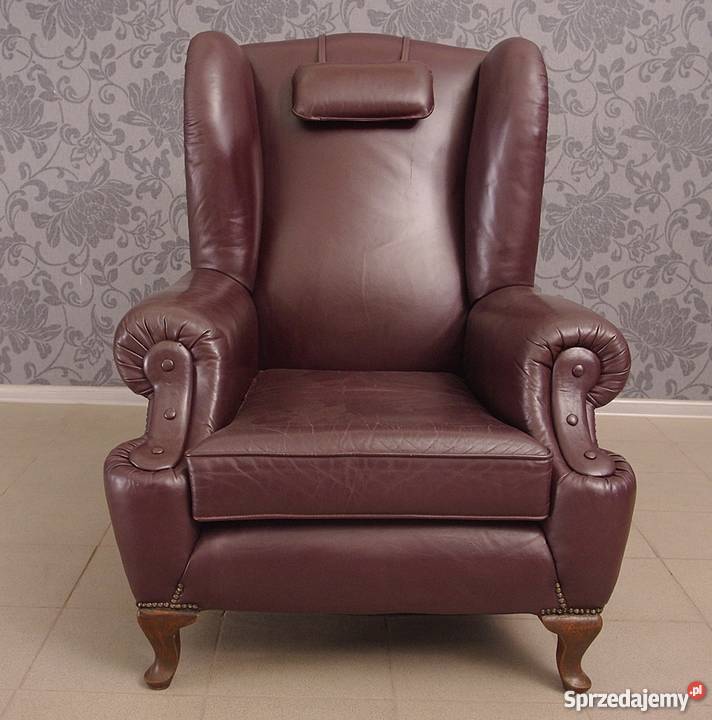 Fotel uszak skóra naturalna wygodny 4111 Nysa