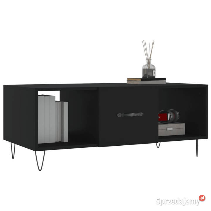 Stolik kawowy czarny 102x50x40 materiał