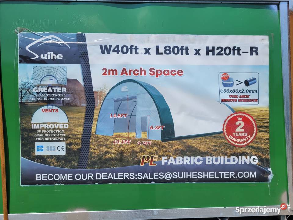 Suihe 408020R2m 12x24x6 hala łukowa namiot Zaklików