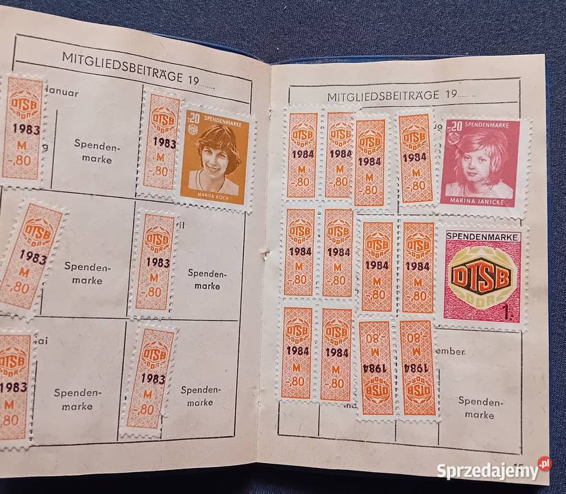 Legitymacja Deutsche Turn und Sportbuch der DDR Koźminek