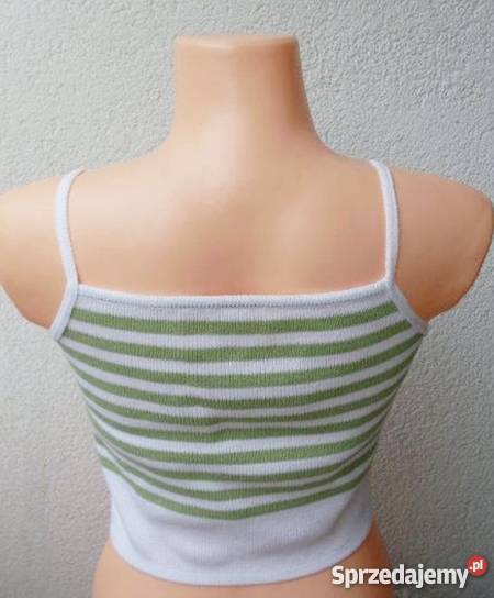 BIAŁY TOP W PASY W KOLORZE LIMONKI R 3638 Łódź