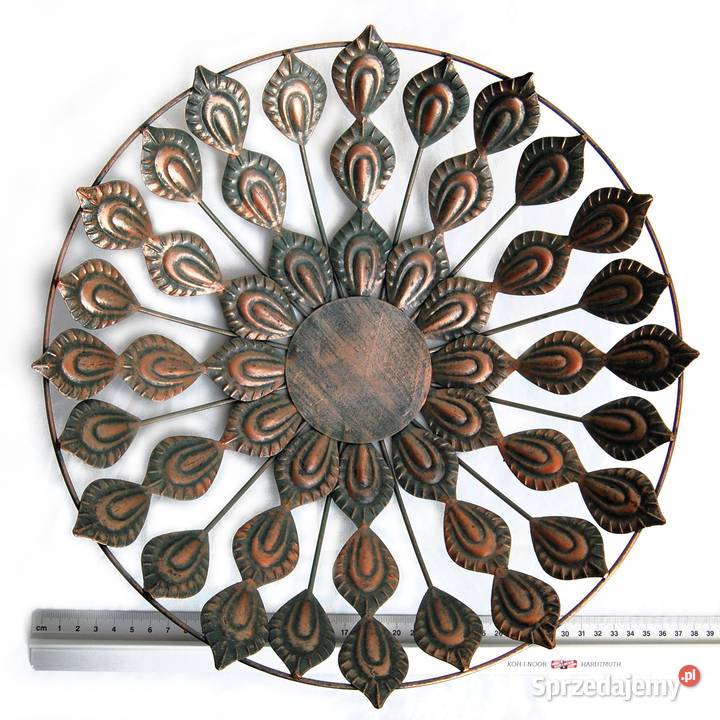 Szwedzka ażurowa metalowa patera indyjska w zielony Lublin