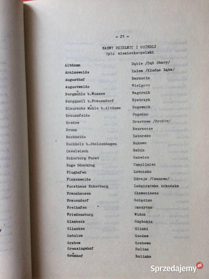 2870 Nazewnictwo Geograficzne Miasta Szczecina Szczecin sprzedam