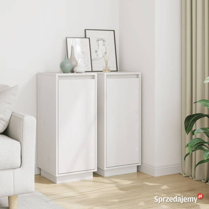 Szafki boczne 2 białe 315x34x75 drewno sosnowe mazowieckie Warszawa