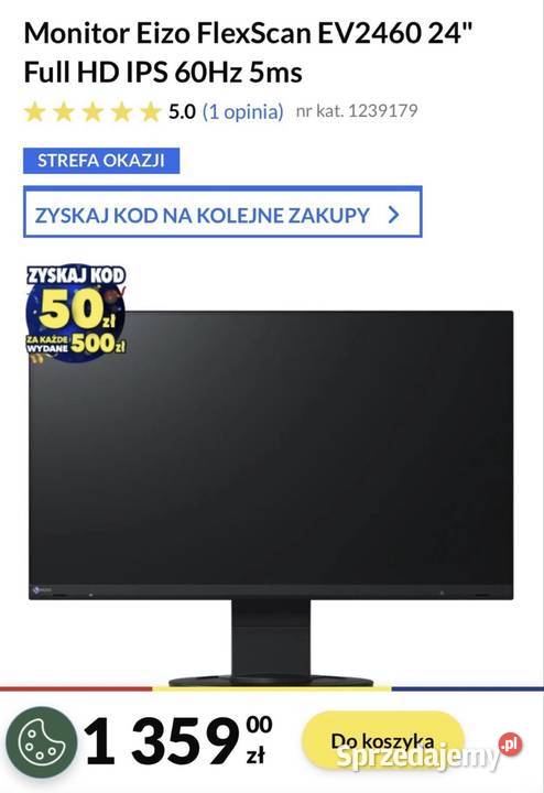 Monitor EIZO 24 IPS EV2460 USB 30 HDMI Made in IPS Monitory i projektory sprzedam