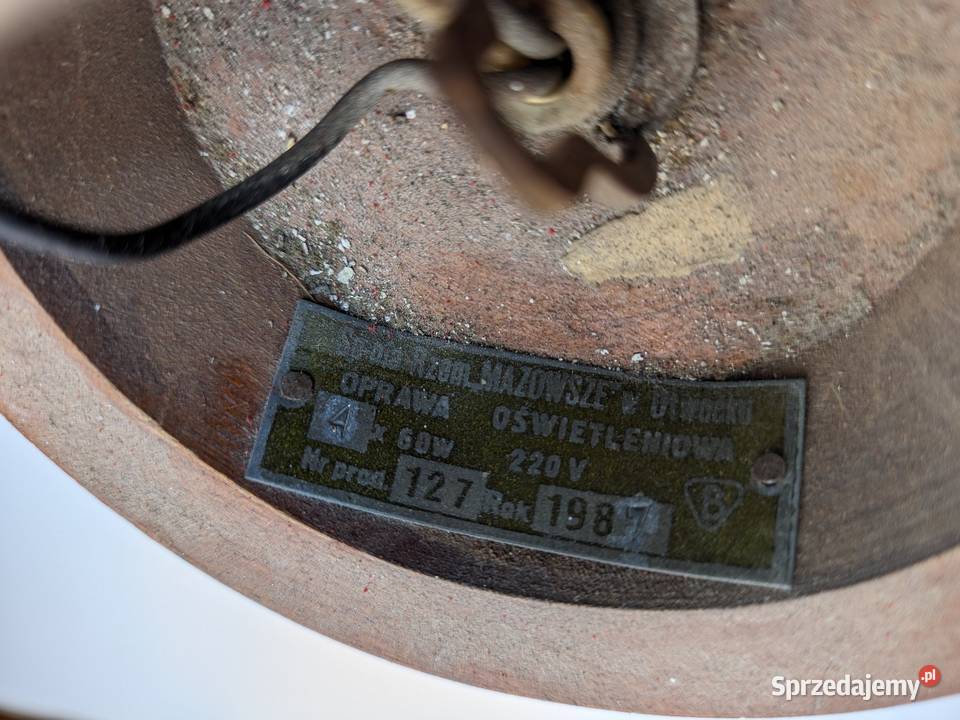 Żyrandol drewniany PRL 1987 Otwock Mory