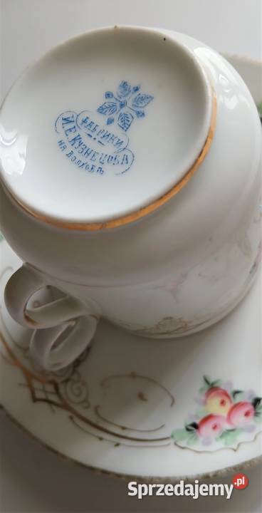Carska Filiżanka IE Kuzniecow WOŁCHOW ok 1890 Porcelana i szkło