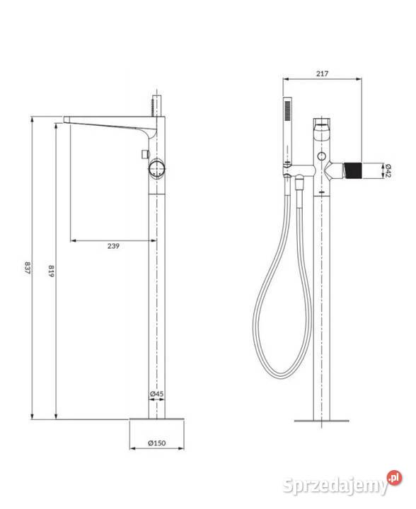 Omnires Contour bateria wannowa wolnostojąca Baterie łazienkowe mazowieckie