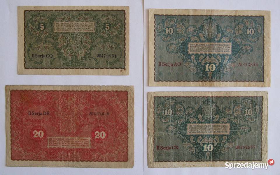 5 2x10 20 Marek Polskich 1919 zestaw 4 Dąbrowa Górnicza