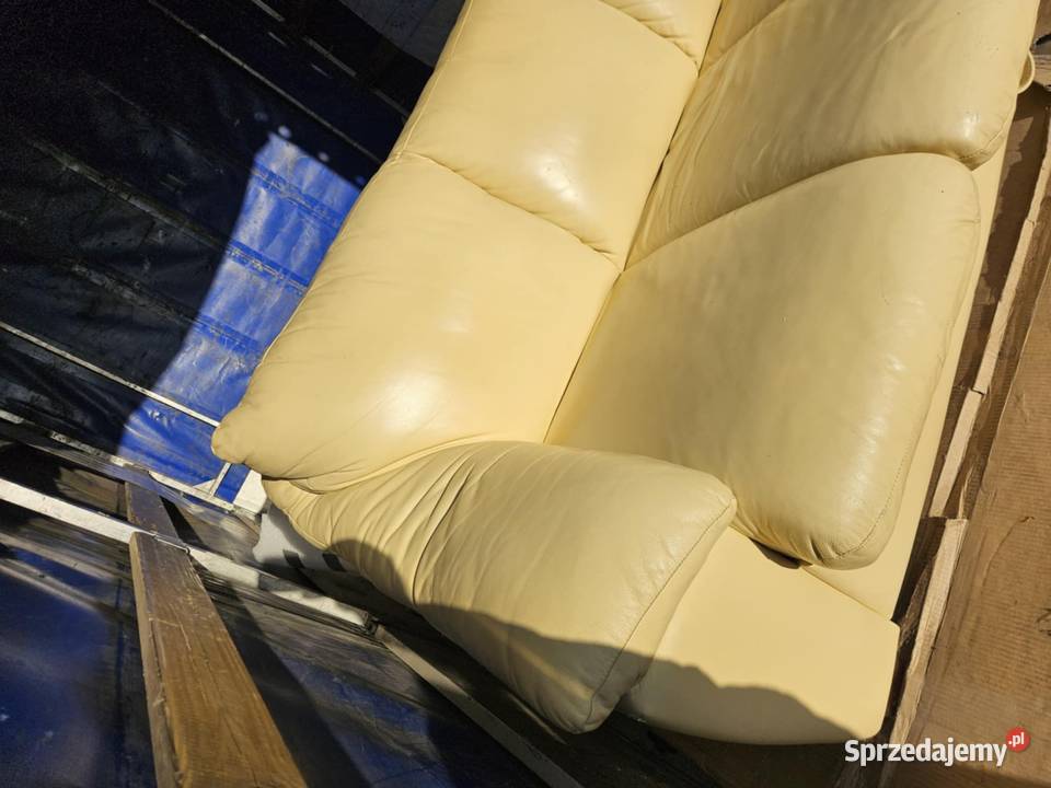 Skórzana beżowakremowa Sofa kanapa łóżko 1500cm Izbica Kujawska sprzedam