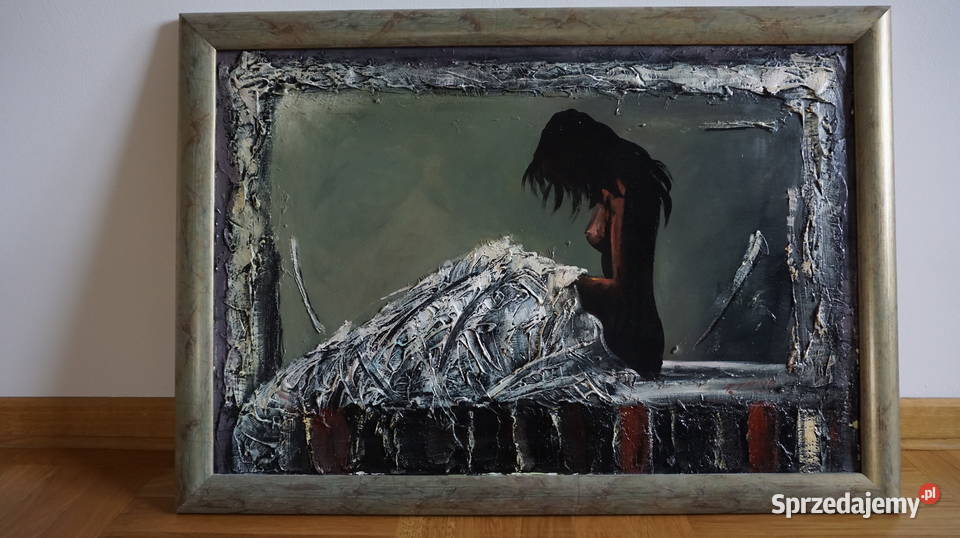 Obraz olejny dziewczyna przysypana pieniędzmi P Malarstwo Chylice