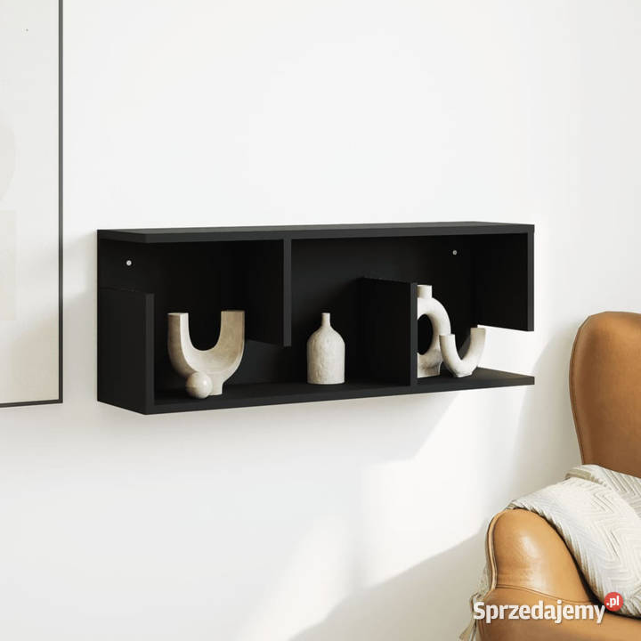 Półka ścienna 80x20x30 czarna materiał