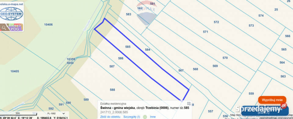 Działka budowlana w miejscowości Trzebinia 11.5m