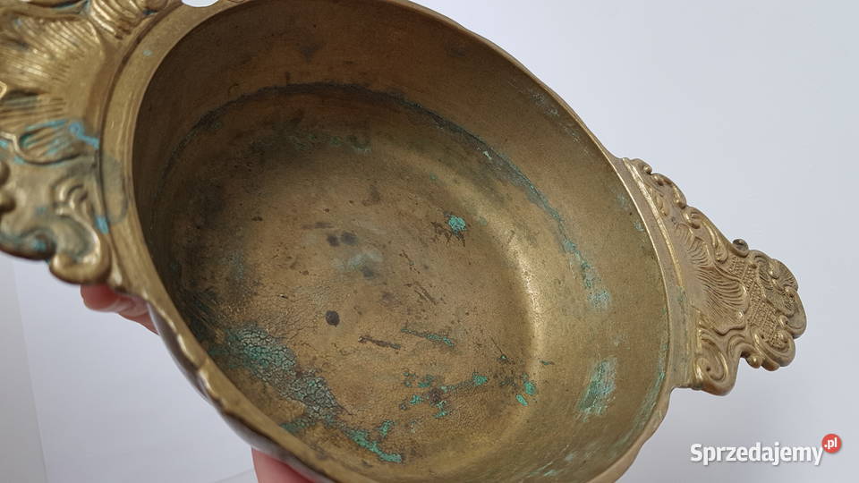 Stara mosiężna miska misa z uszami stare Dąbrowa Górnicza