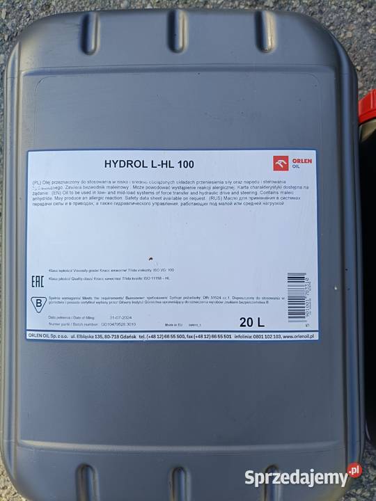 Hydrol LHL 100 20L Orlen małopolskie Tarnów