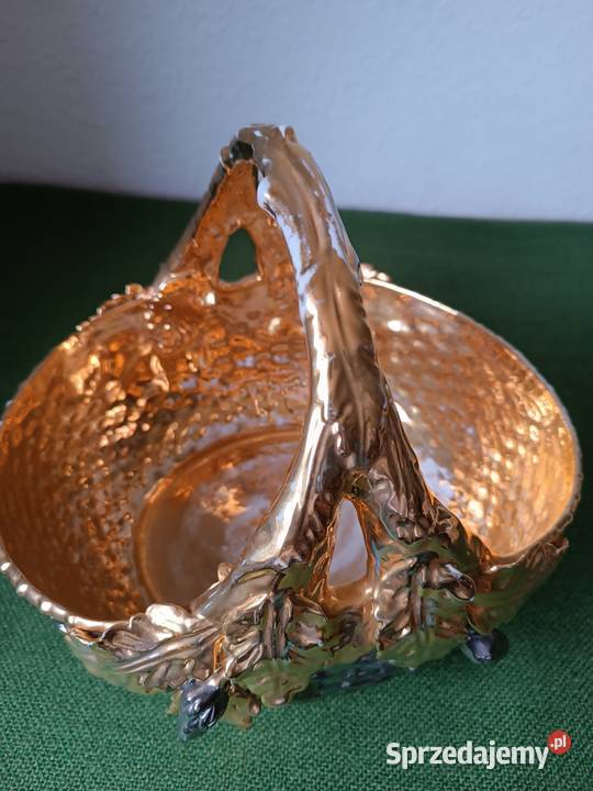 Piękny duży porcelanowy koszyk złocony Gorlice sprzedam