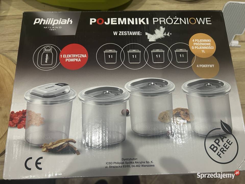 Philipiak pojemniki próżniowe 4x 1L plus pompka Przybory kuchenne Gliwice sprzedam