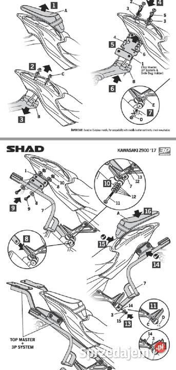 Kawasaki Z900 1720 KUFRY BOCZNE STELAŻ KPLSHAD Mrągowo