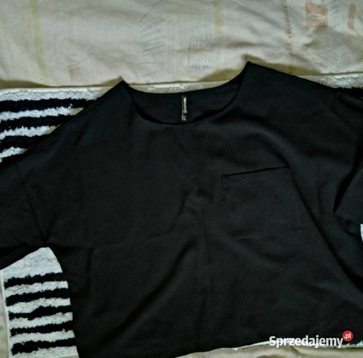 Stradivarius czarna bluzka koszula Luźniejsza Leszno