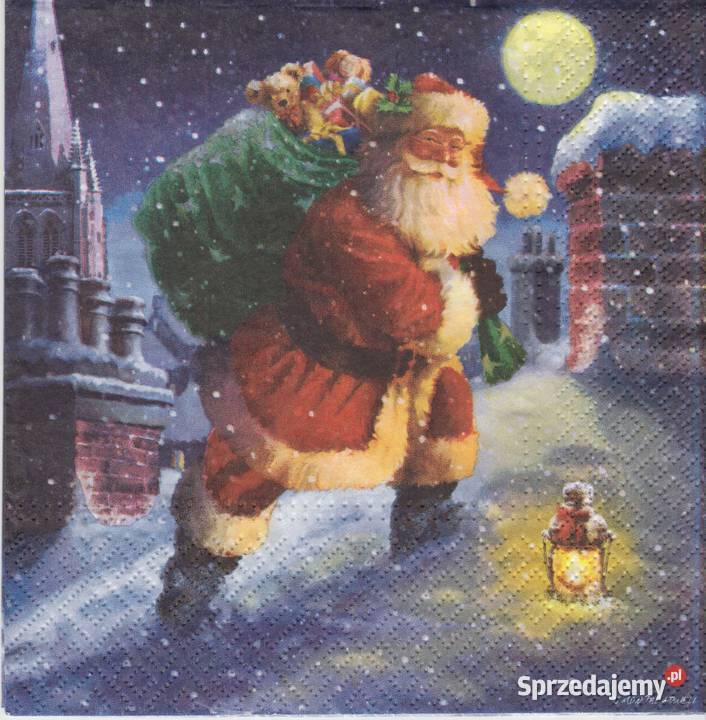 Dekupaż serwetki Mikołaj Boże Narodzenia Choinka świętokrzyskie