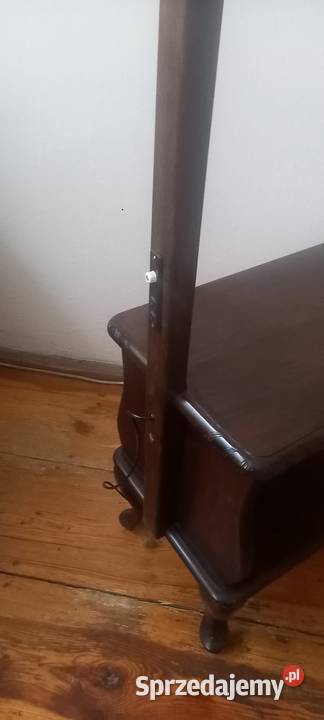 Drewniana lampa podłogowa ze stolikiem ruchome Skierniewice