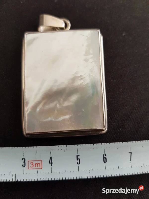 Komplet 925 z masą perłową białą srebrne Kraków