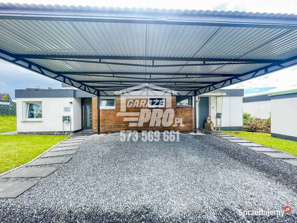 Carport Wiata samochodowa 6x6m Antracyt Dach Dąbrowa Górnicza