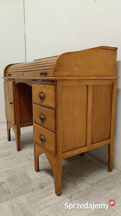 biurko drewniane z roletą dwustronne vintage Radomsko