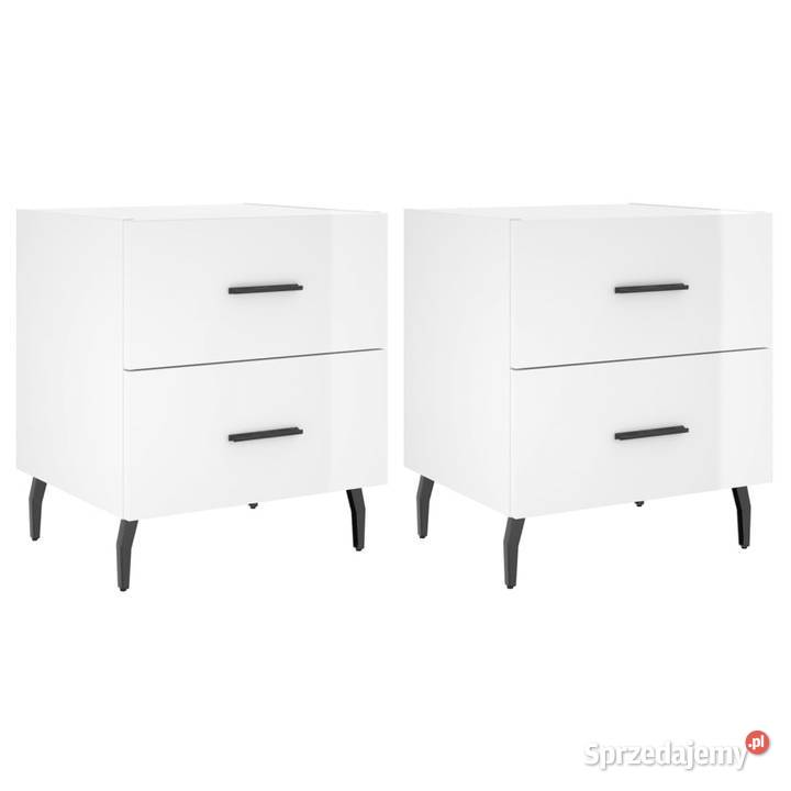 Szafki nocne 2 białe wysoki połysk 40x35x475 Nocne Dom i Ogród Warszawa