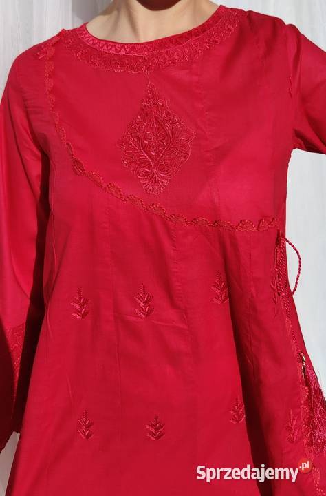 Długa tunika indyjska M 38 różowa bawełna boho Spódnice i sukienki Szczecin