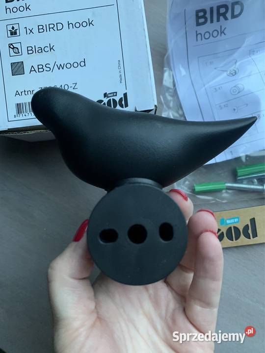 Wieszaczek Wood BIRD czarny nowy czarny Mosty sprzedam