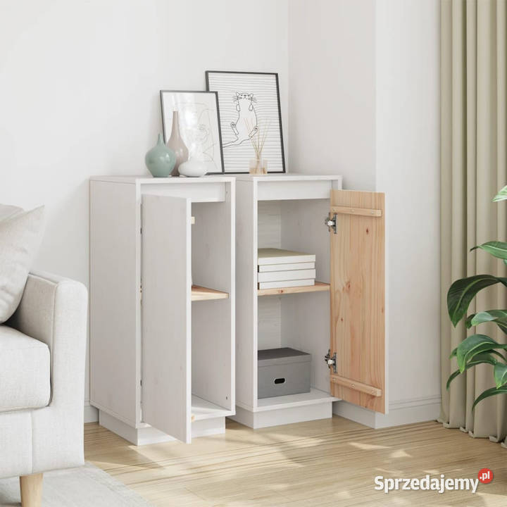 Szafki boczne 2 białe 315x34x75 drewno sosnowe Warszawa
