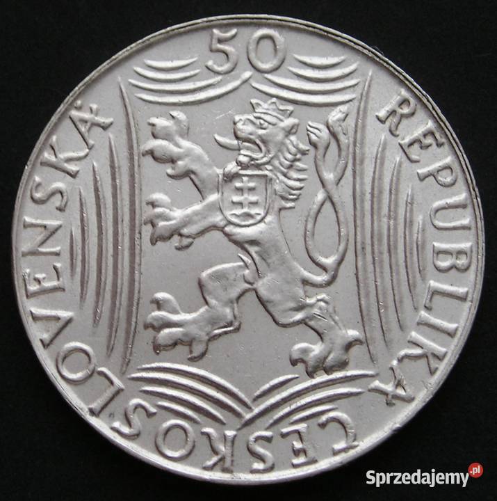 Czechosłowacja 50 koron 1949 Józef Stalin srebro Łódź