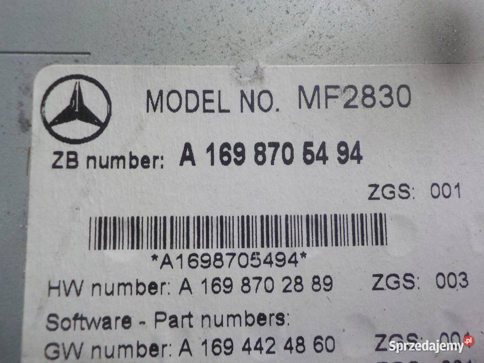 MERCEDES A W169 LIFT 09r radio CD A1698705494 Suków sprzedam