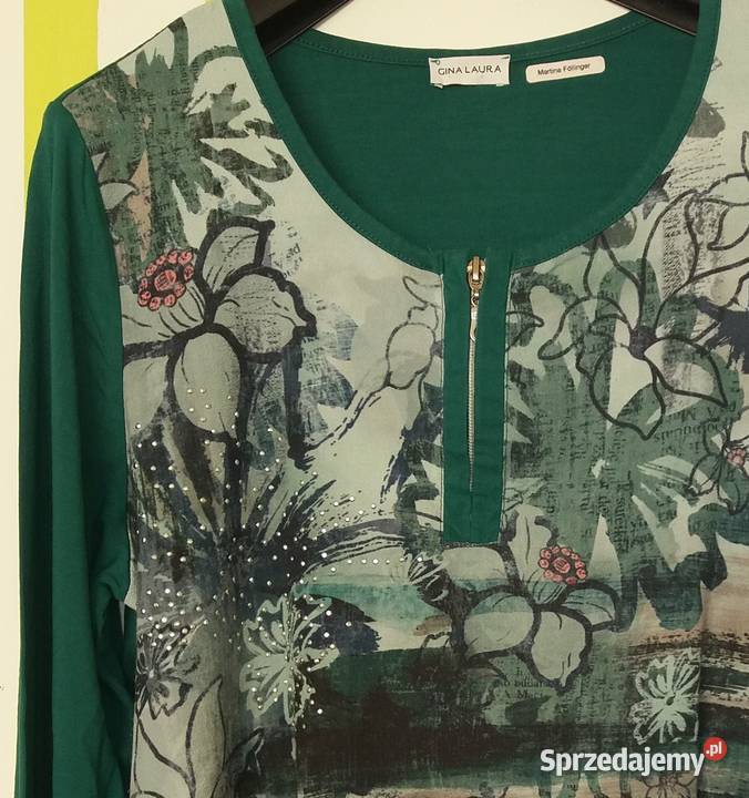 L Dwumateriałowa bluzka tunika w zielonej zielony śląskie Gliwice sprzedam