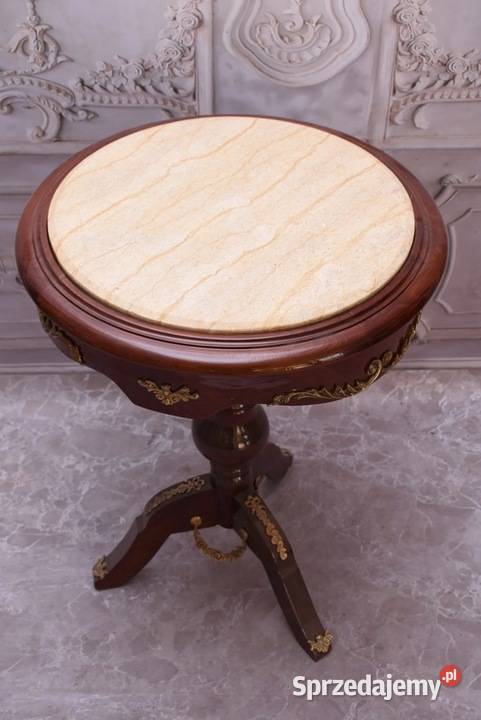 Drewniany Stolik z Marmurowym Blatem Stół Blaty Kraków