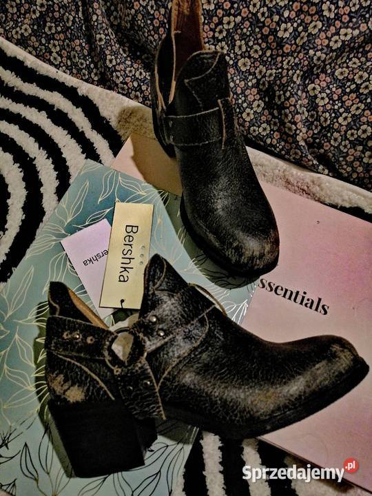 BERSHKA niepowtarzalne botki SKÓRZANE półbuty Półbuty wielkopolskie Leszno sprzedam