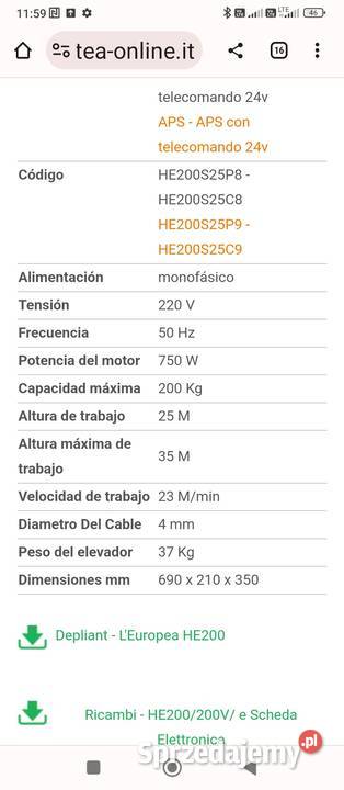 Wyciągarka budowlana profesjonalna Europa p 200 sprzedam