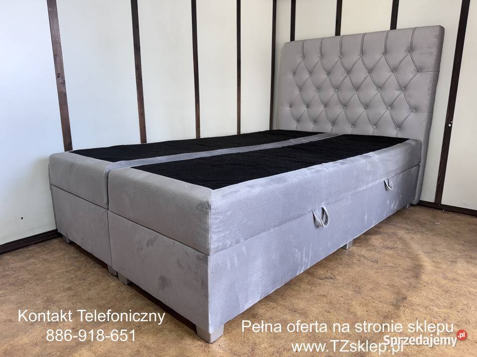 Łóżko tapicerowane z zagłówkiem i pojemnikami sprzedam