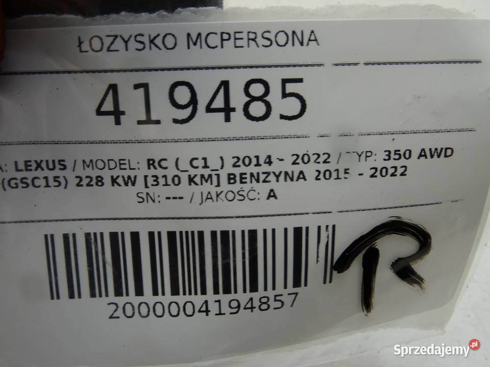 ŁOŻYSKO MCPERSONA LEXUS RC 35 SportowyCoupe podkarpackie