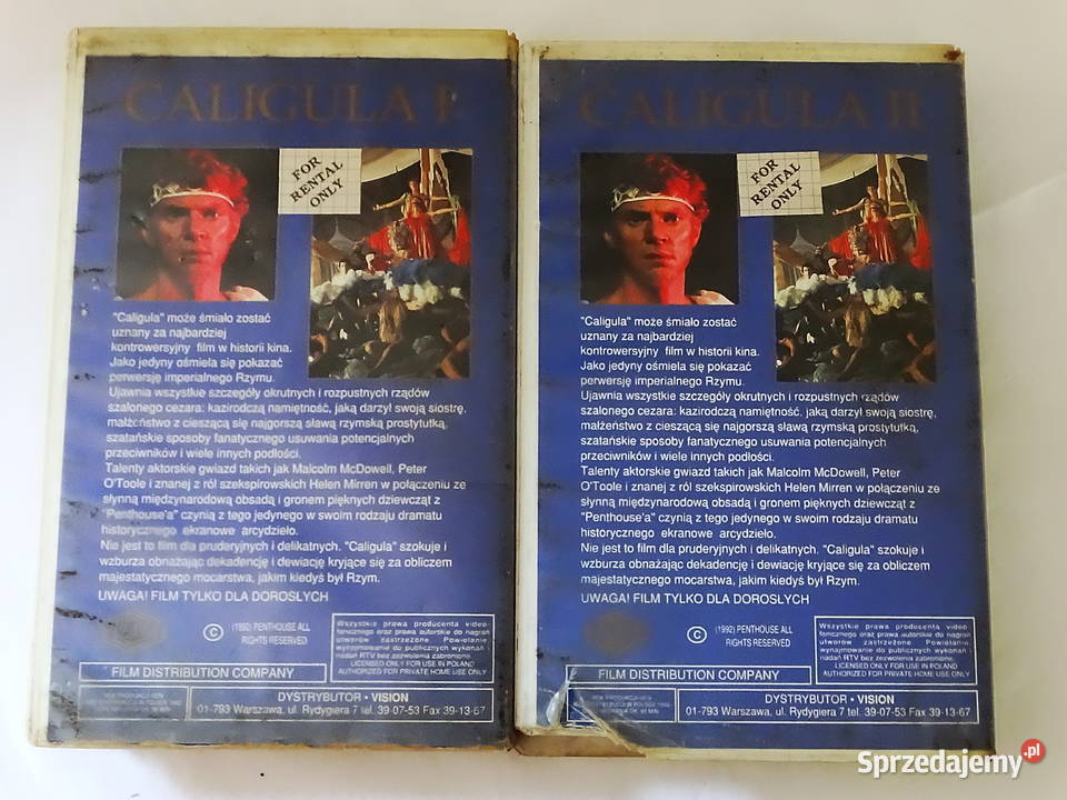 Film Caligula dwie części na dwu kasetach VHS lektor Biłgoraj