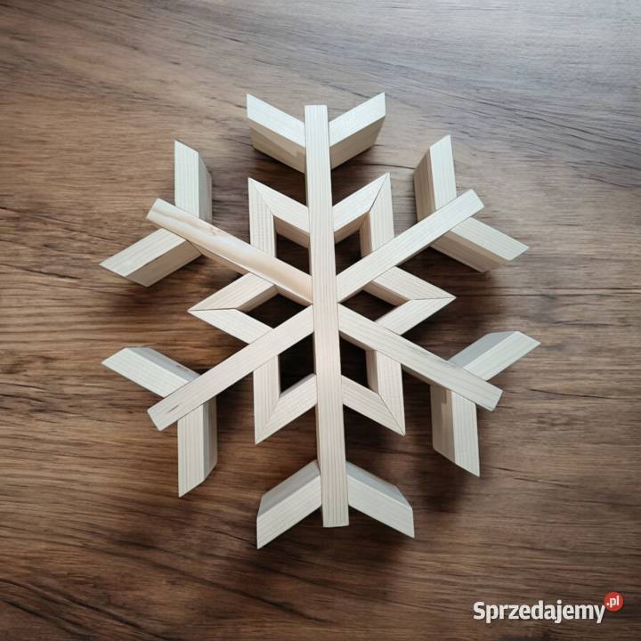 Ręcznie wykonana drewniana śnieżynka 39 Miechów